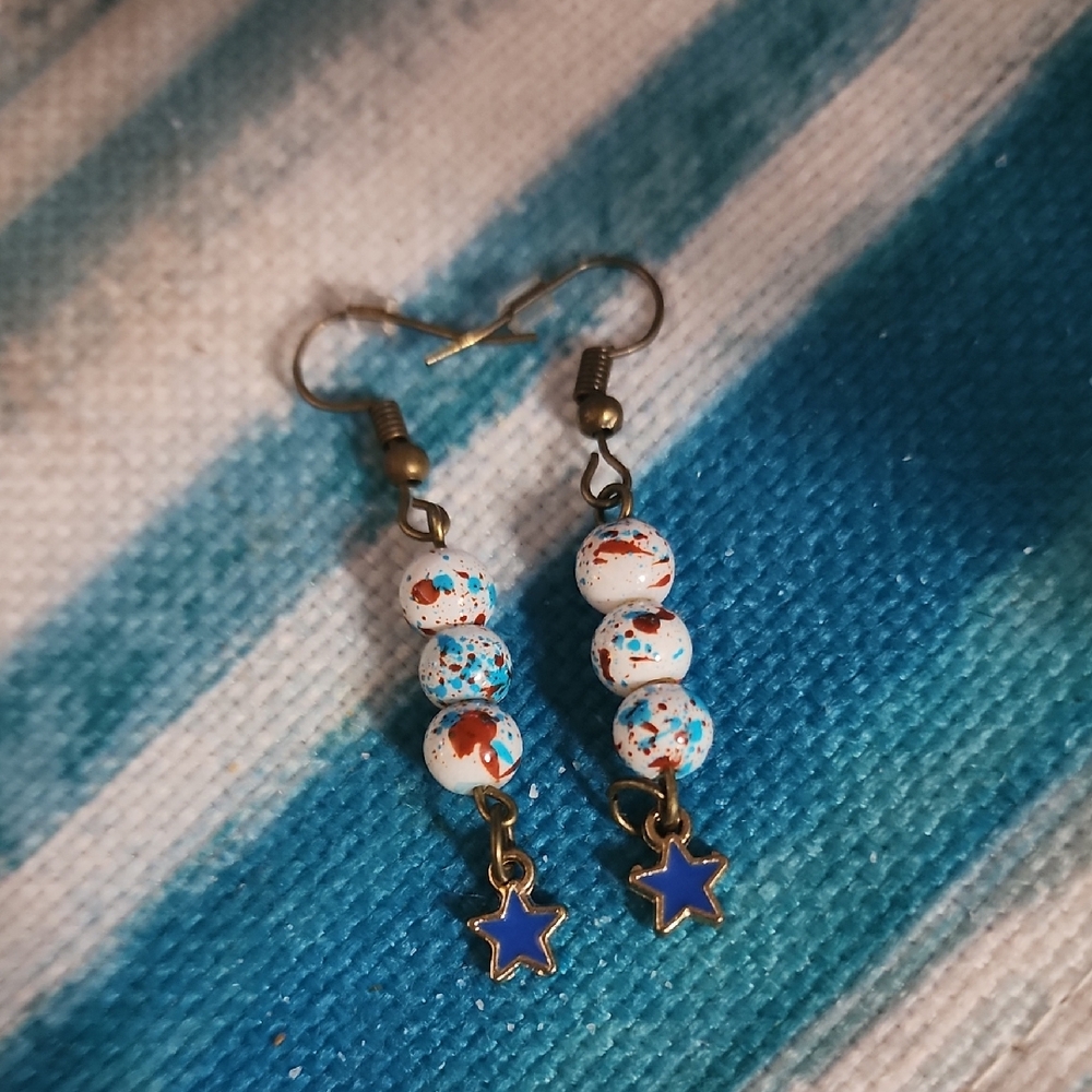 Colorful Beaded Star Earrings